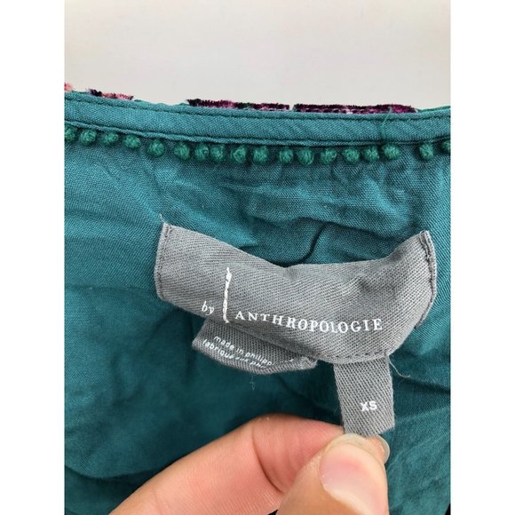 Anthropologie Surplice Tie-Front Blouse in green, size XS, perfect condition - Picture 5 of 10
